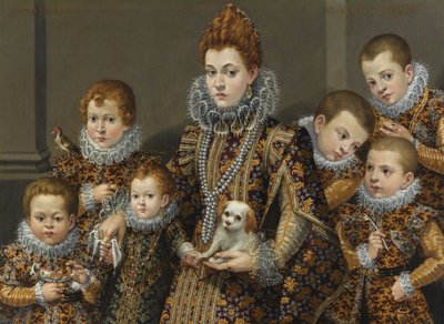 Portret van Bianca Degli Utili Maselli en haar kinderen door Lavinia Fontana